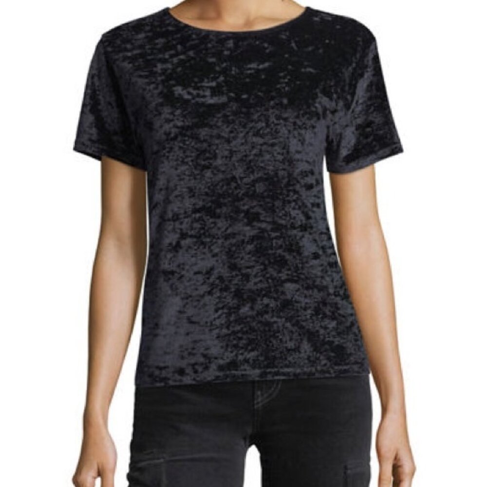 Vince Black Easy Crushed Velvet Tee T-Shirt
